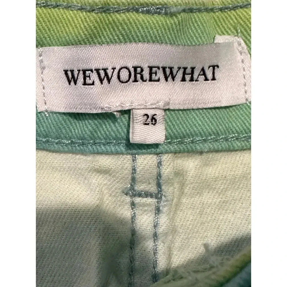 NWT WEWOREWHAT Flare Stretch Twill Denim Bell Short In Tie Dye - Picture 5 of 7